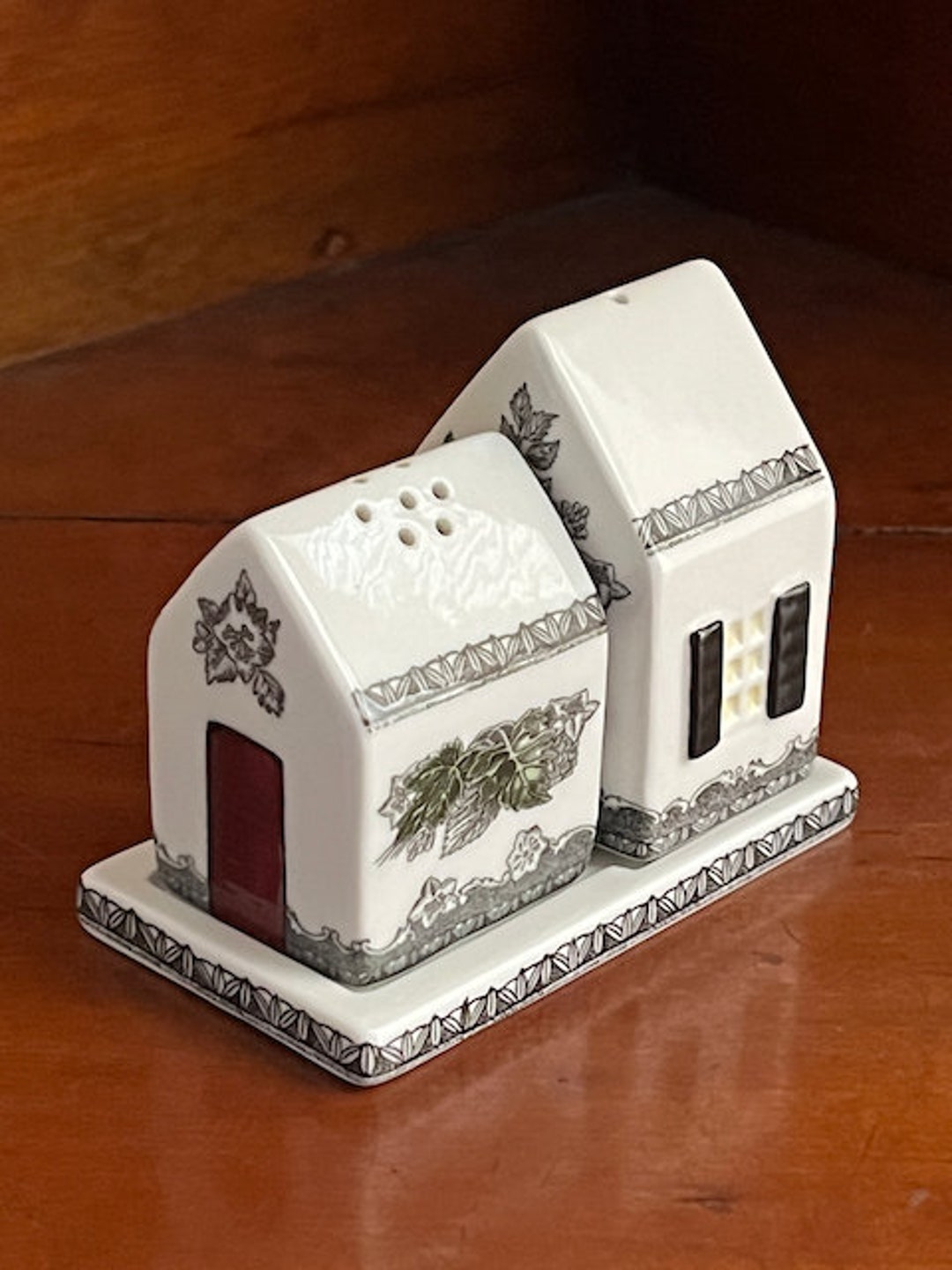 Vintage 3 Piece Salt Pepper Tray Set Friendly Village House Etsy