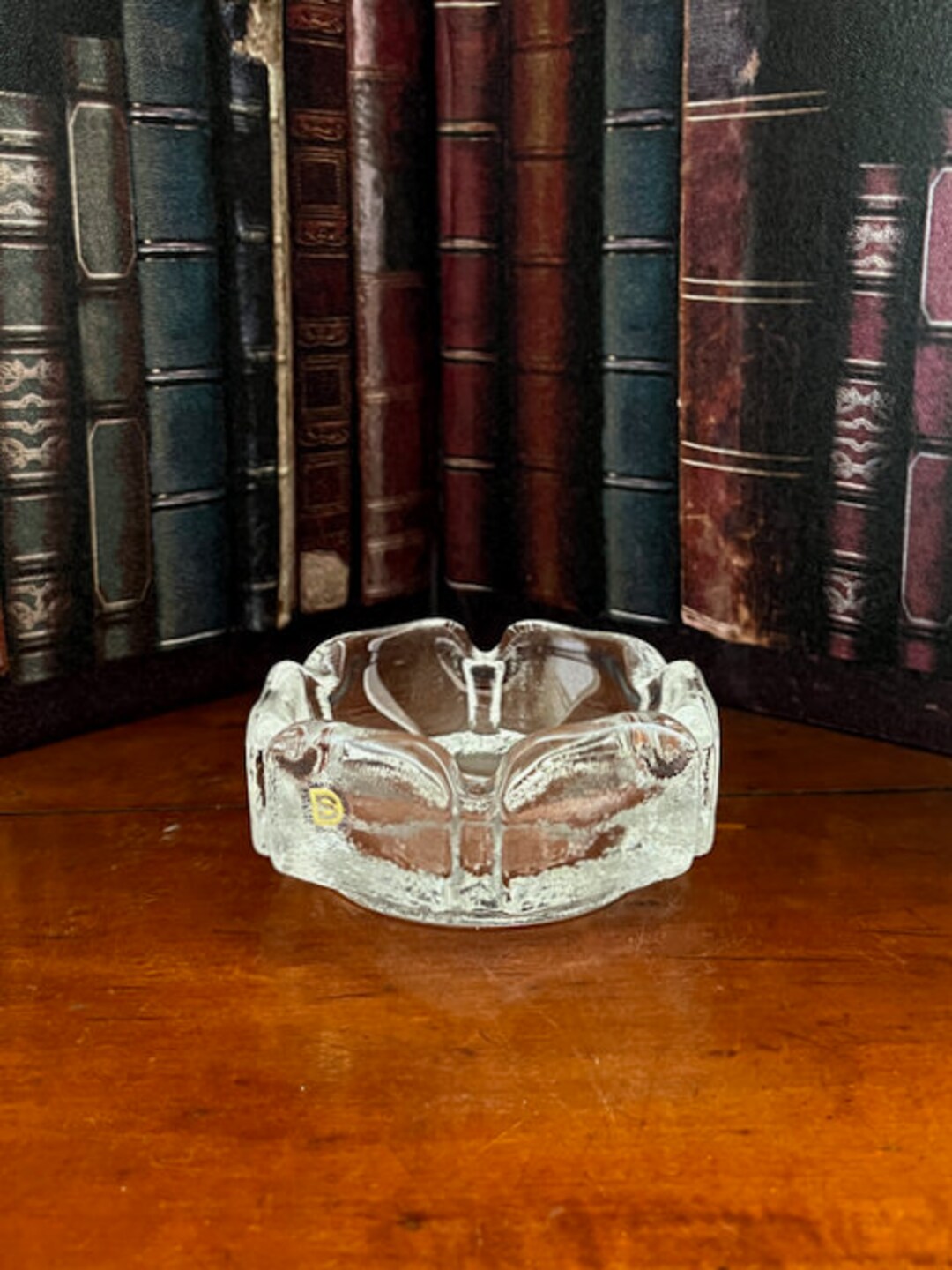 Vintage Ashtray Glass Lead Crystal Footed Flower Shape Etsy