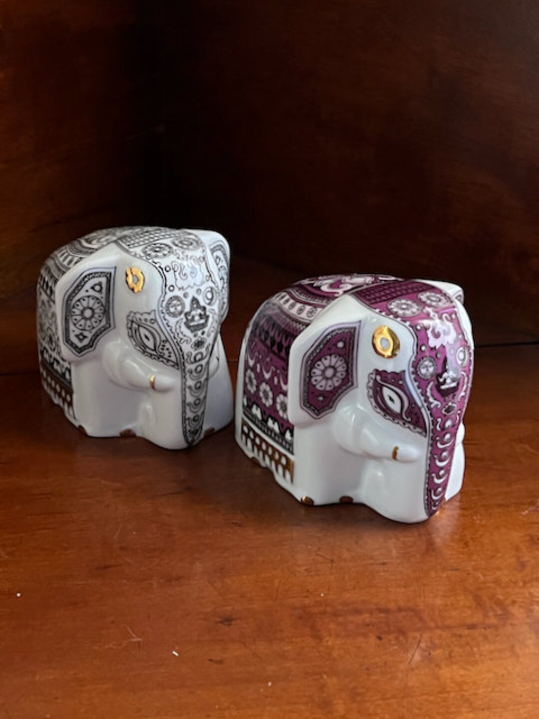 Vintage Elephant Tea Caddy Ceramic Black / Purple. 8cm Lanka Etsy