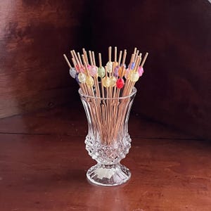ヴィンテージ つまようじホルダー ガラス Zajecar クリスタル 高さ 10 cm。ファームハウス カントリー コテージ キッチン シャルキュトリー デコレーション ギフト カクテル スティック ホルダー