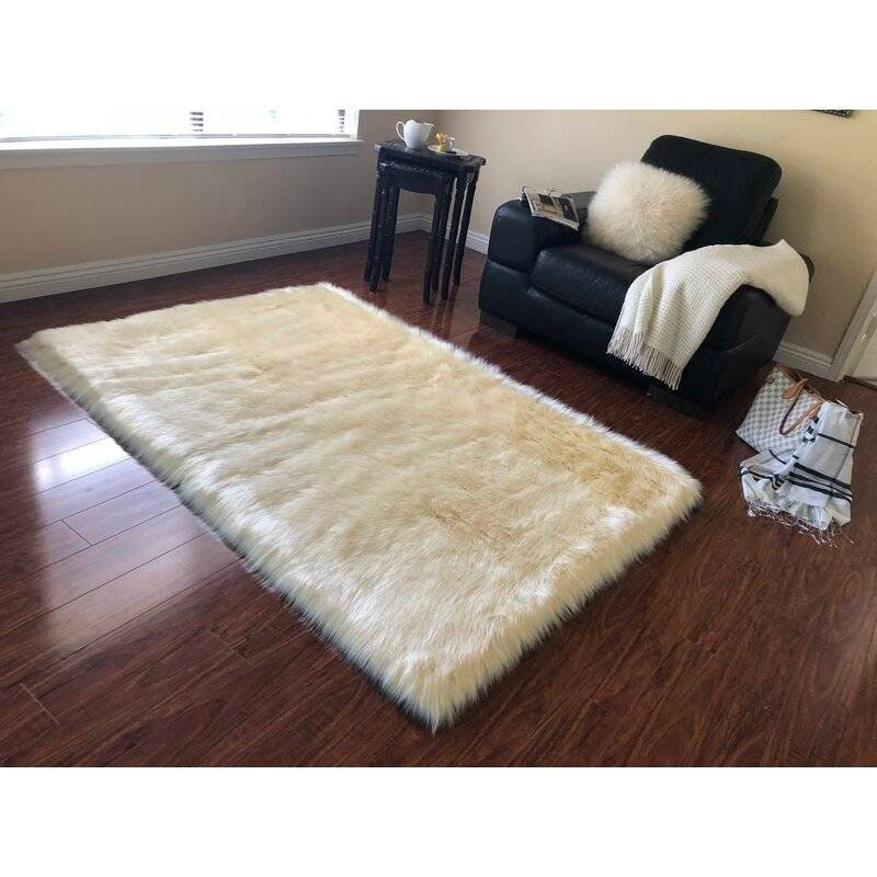 Ivory Cream Faux Fur Rug Etsy
