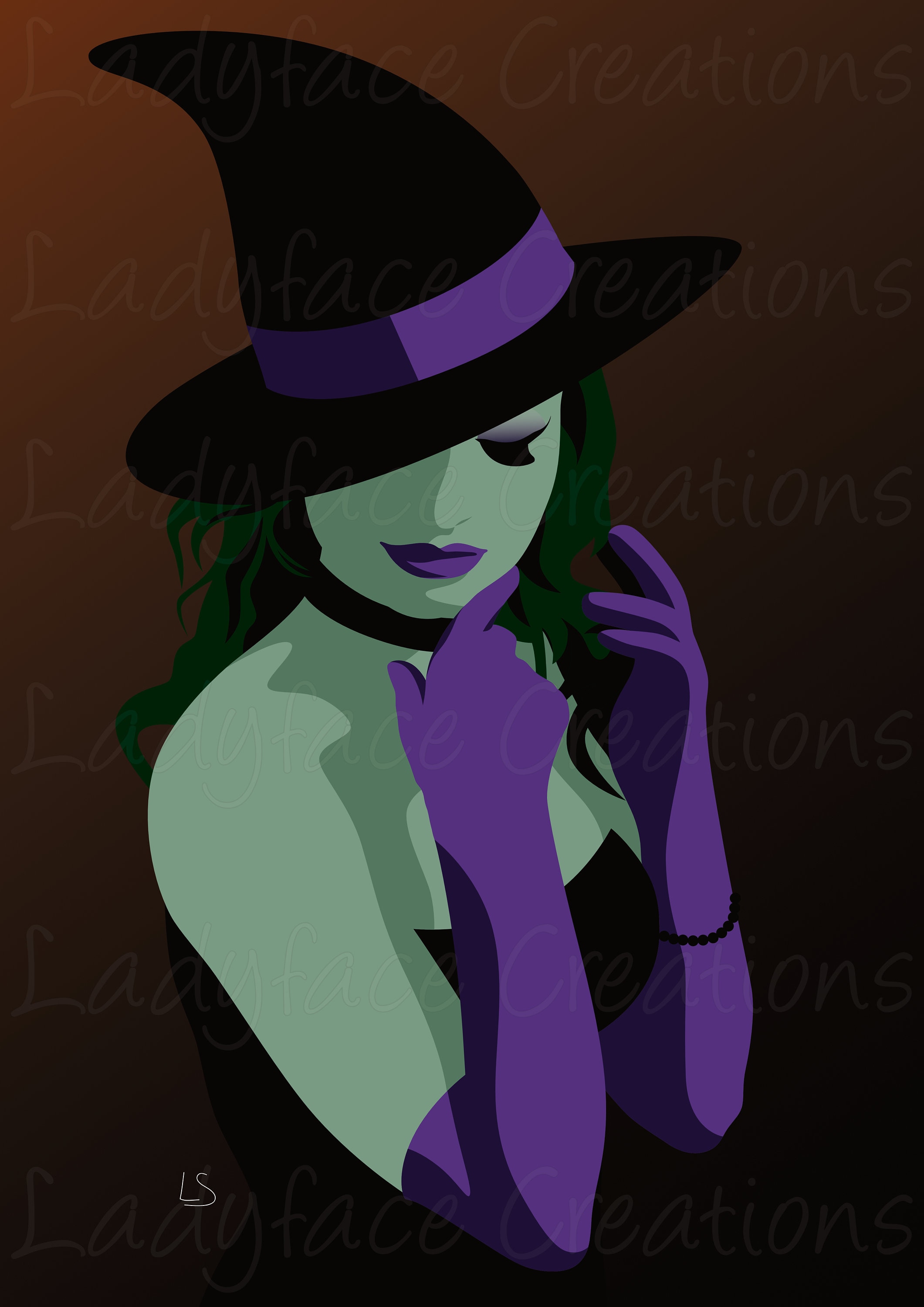 Sexy Witch Pin Up Girl Erotic Halloween Illustration Purple | Etsy