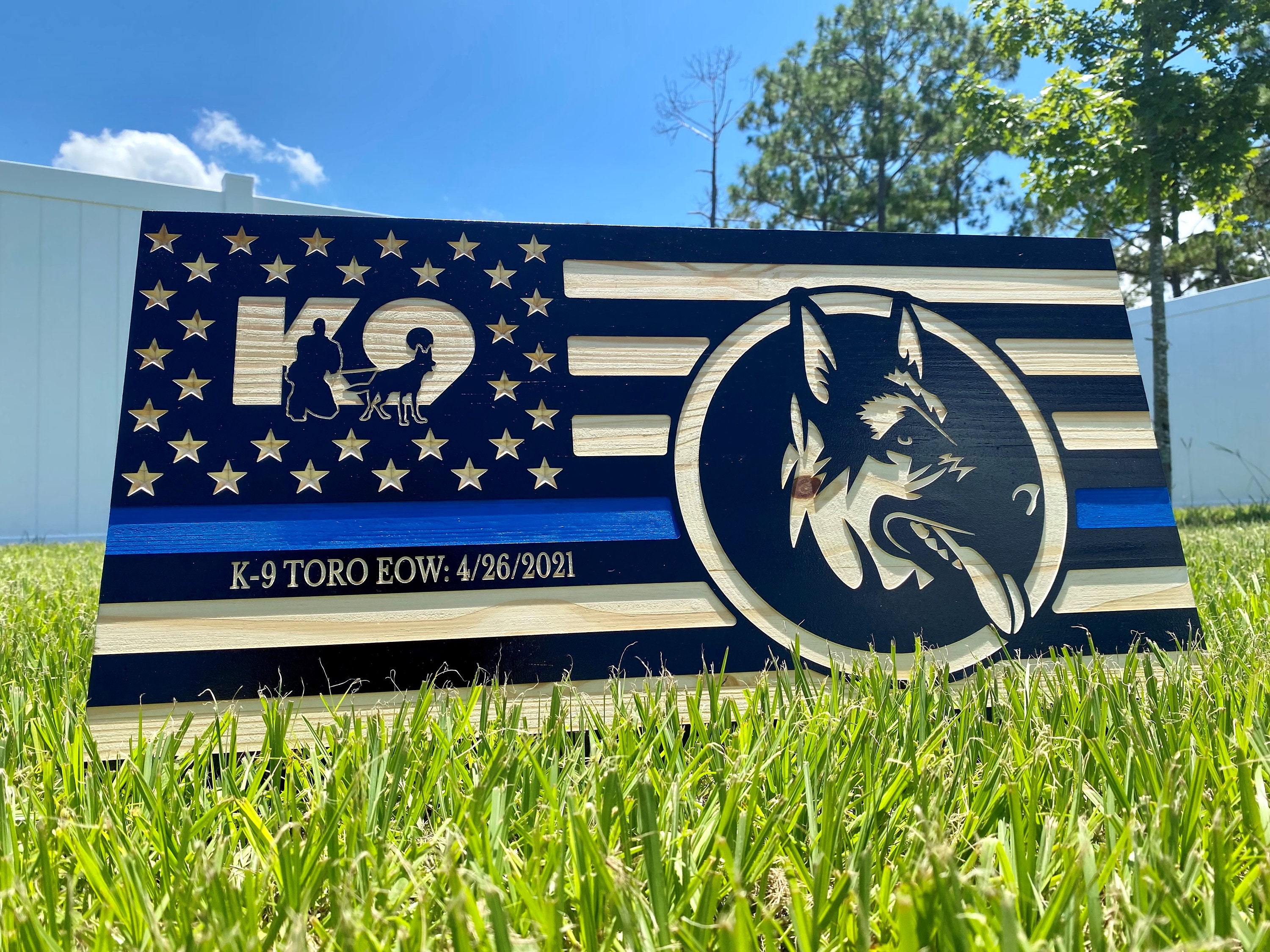 Custom US Thin Blue Line Flag Wall Decor Police Officer Blue Etsy