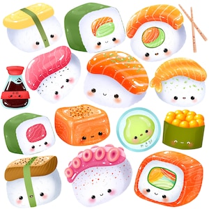 Cute Kawaii Printable Asian Food Sushi Clipart / Commercial - Etsy