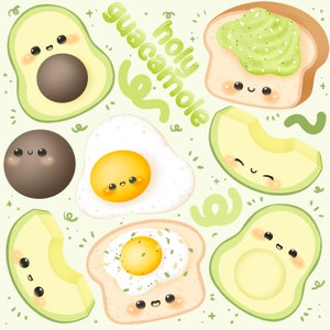 Niedliche Kawaii Avocado Clipart / kommerzielle Nutzung / PNG