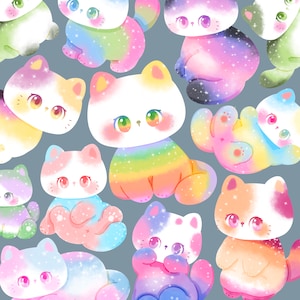 Süße Kawaii druckbare Pride Kätzchen Clipart / kommerzielle Nutzung / PNG