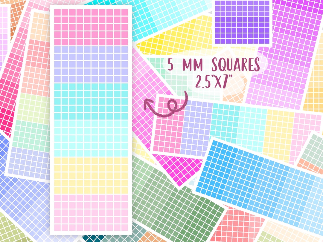 Cute Kawaii Printable Deco Square Grids Sticker Sheet / Commercial Use