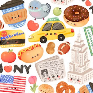 Cute kawaii clipart stampabile di New York / uso commerciale / PNG