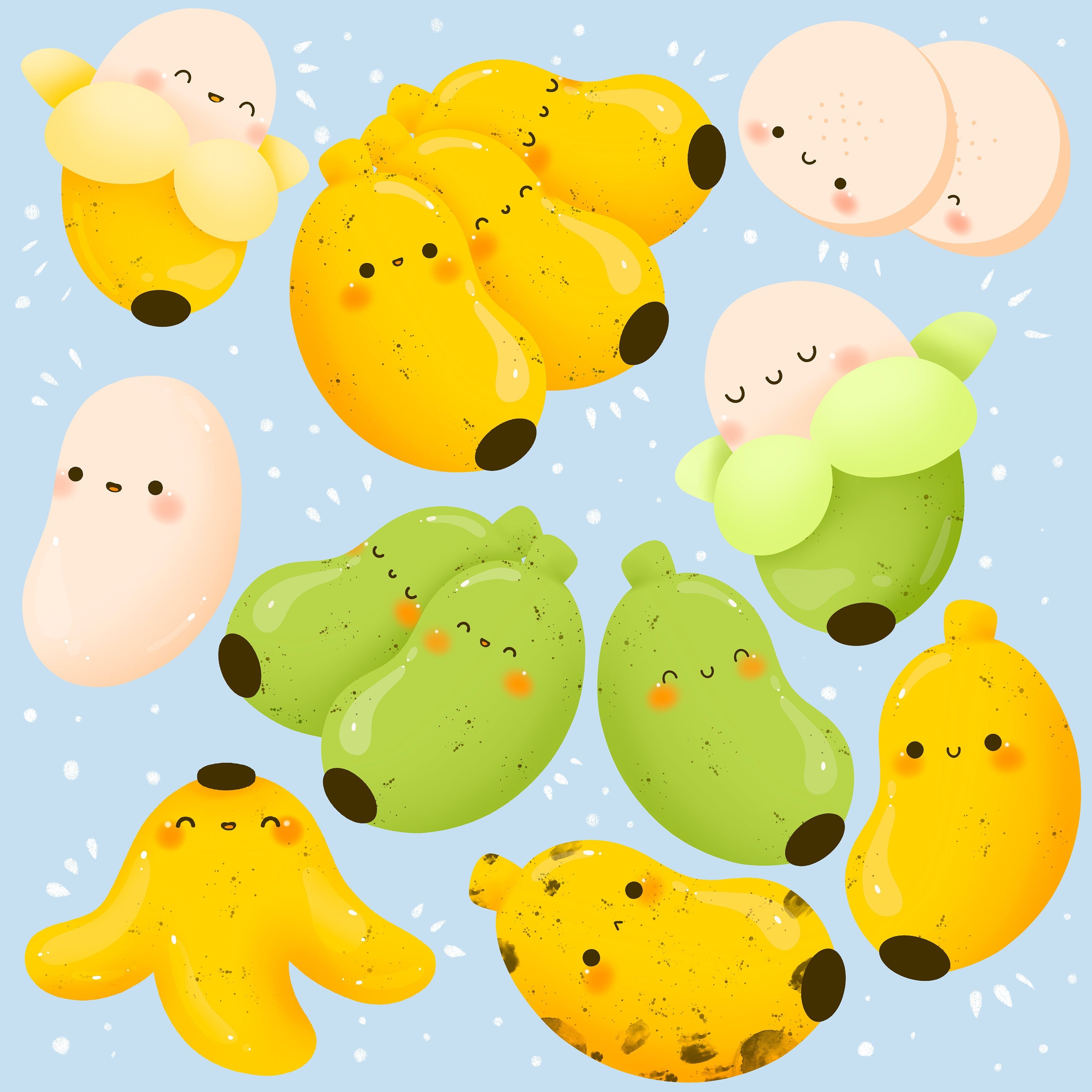 Cute Kawaii Printable Bananas Clipart / Commercial Use/ PNG Etsy