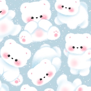 Lindo conjunto de imágenes prediseñadas de oso polar imprimible kawaii / uso comercial / PNG