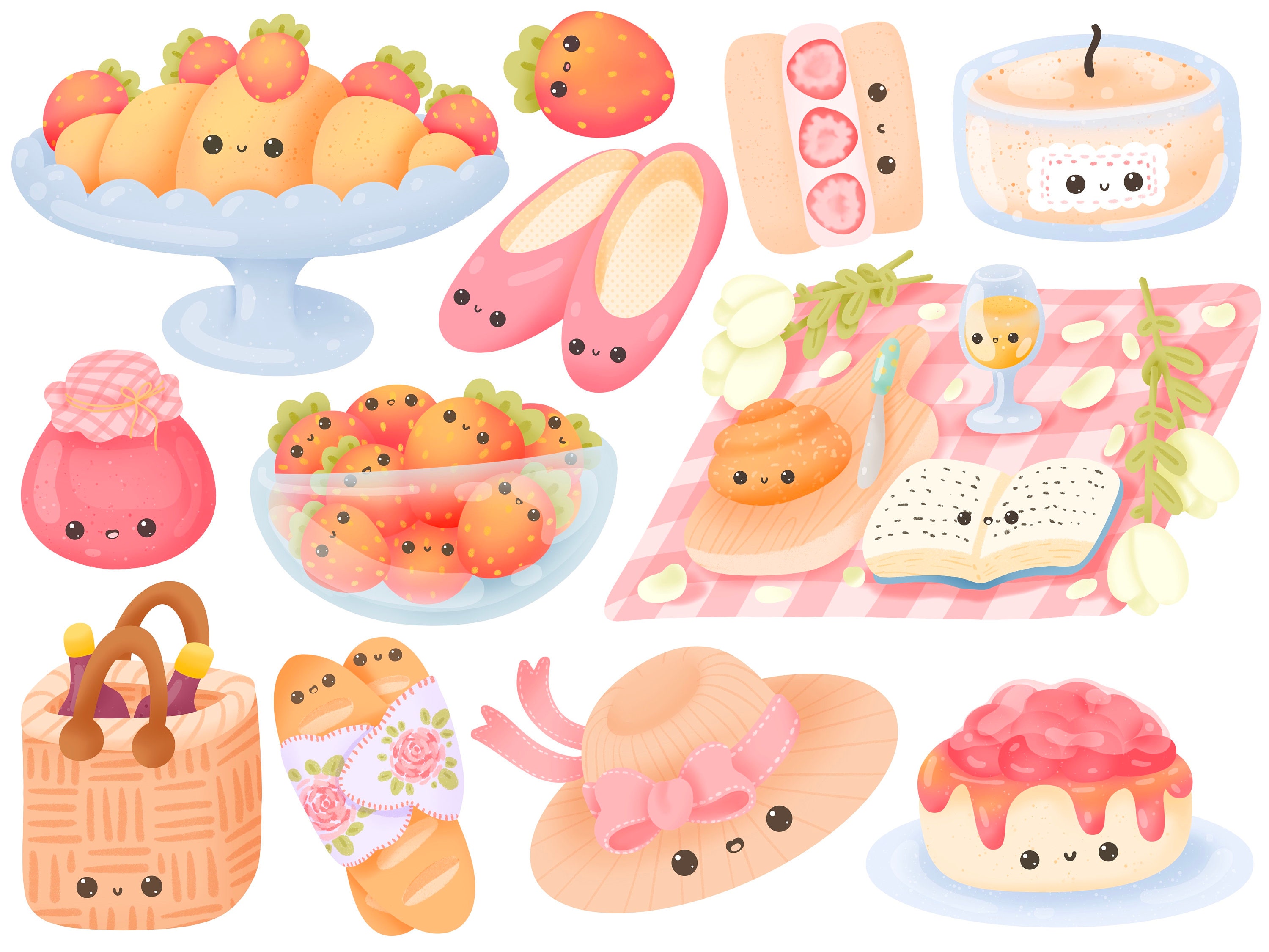 Cute Kawaii Printable Picnic Clipart Set / Commercial Use/ PNG Etsy