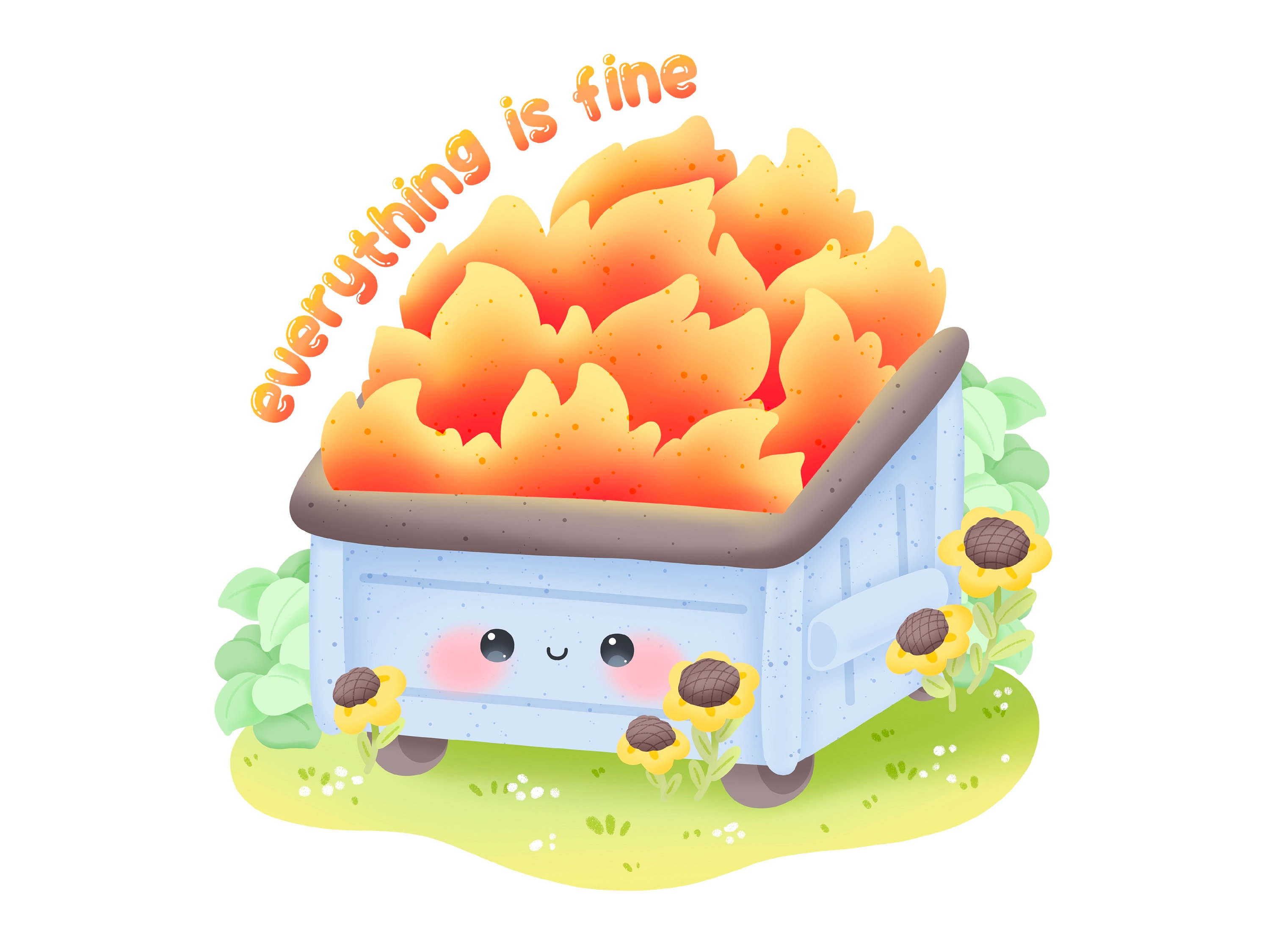 Cute Kawaii Printable Dumpster Fire Clipart / Commercial Use/ Etsy