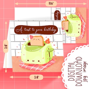 Cute Printable toast birthday greeting card / commercial use/ PNG