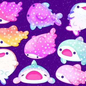 Süße Kawaii druckbare Galaxie Walhaie Clipart / kommerzielle Nutzung / PNG
