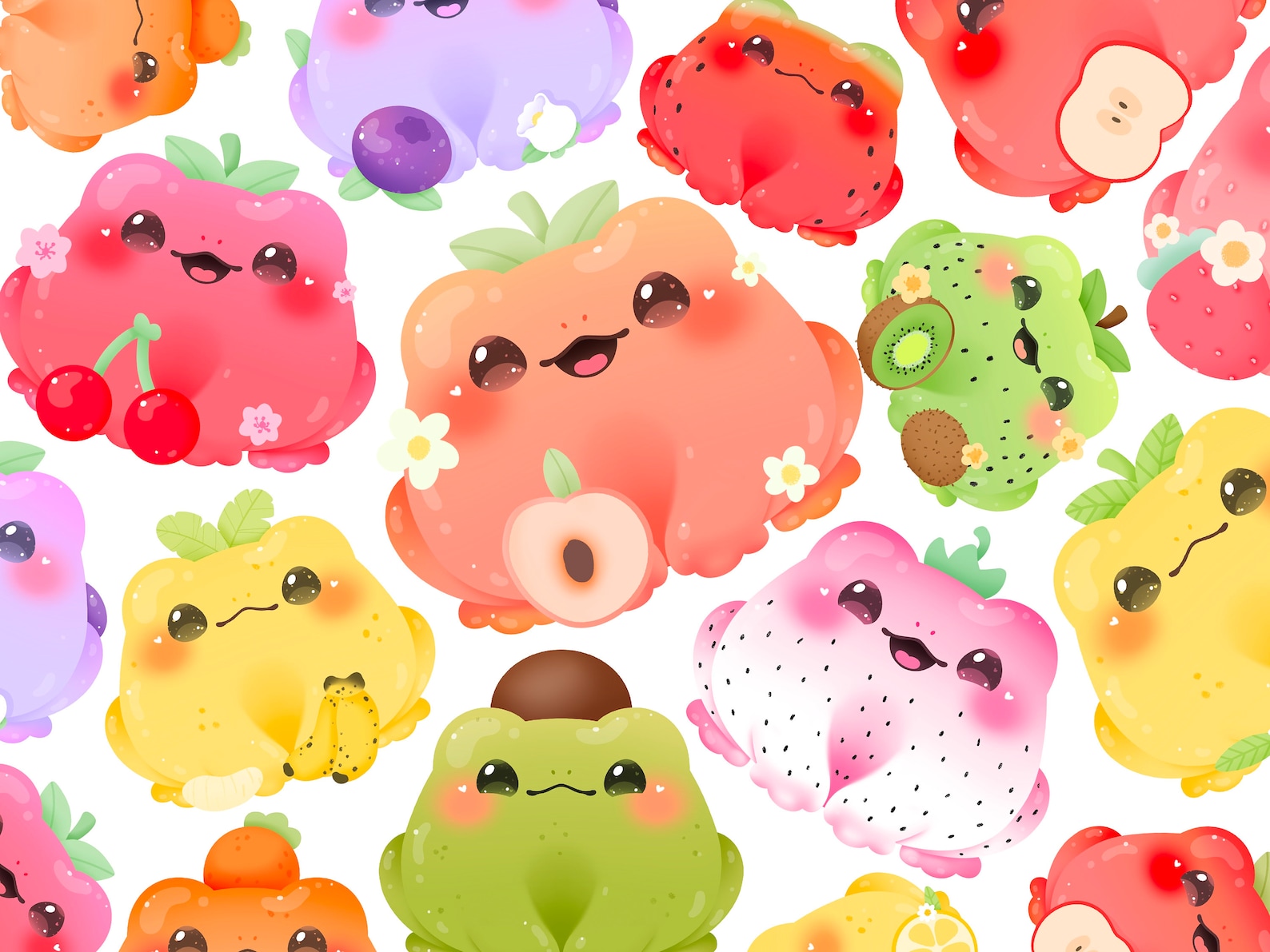 Cute Kawaii Printable Fruit Frogs Clipart / Commercial Use/ PNG - Etsy