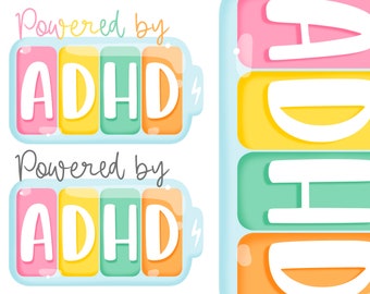 Cute Kawaii Printable powered by adhd clipart / commercial use/ PNG