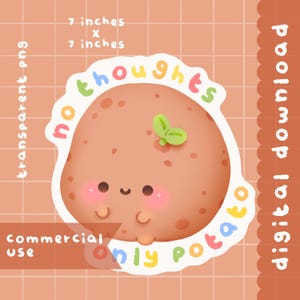Lindo clipart de papa kawaii imprimible sin pensamientos, uso comercial, PNG