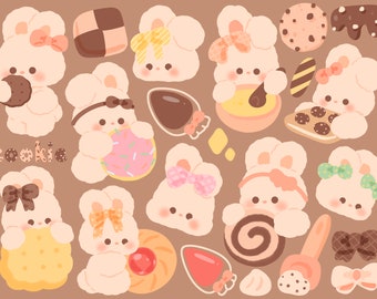 Niedliche kawaii Printable Chibi Cookie Hase Clipart / kommerzielle Nutzung / PNG