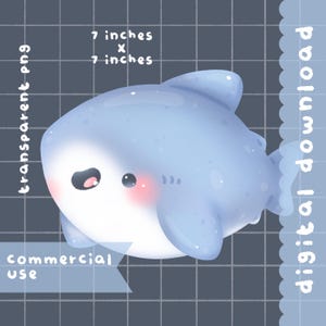 Süßer Hai als Kawaii Illustration / Kommerzielle Nutzung / PNG