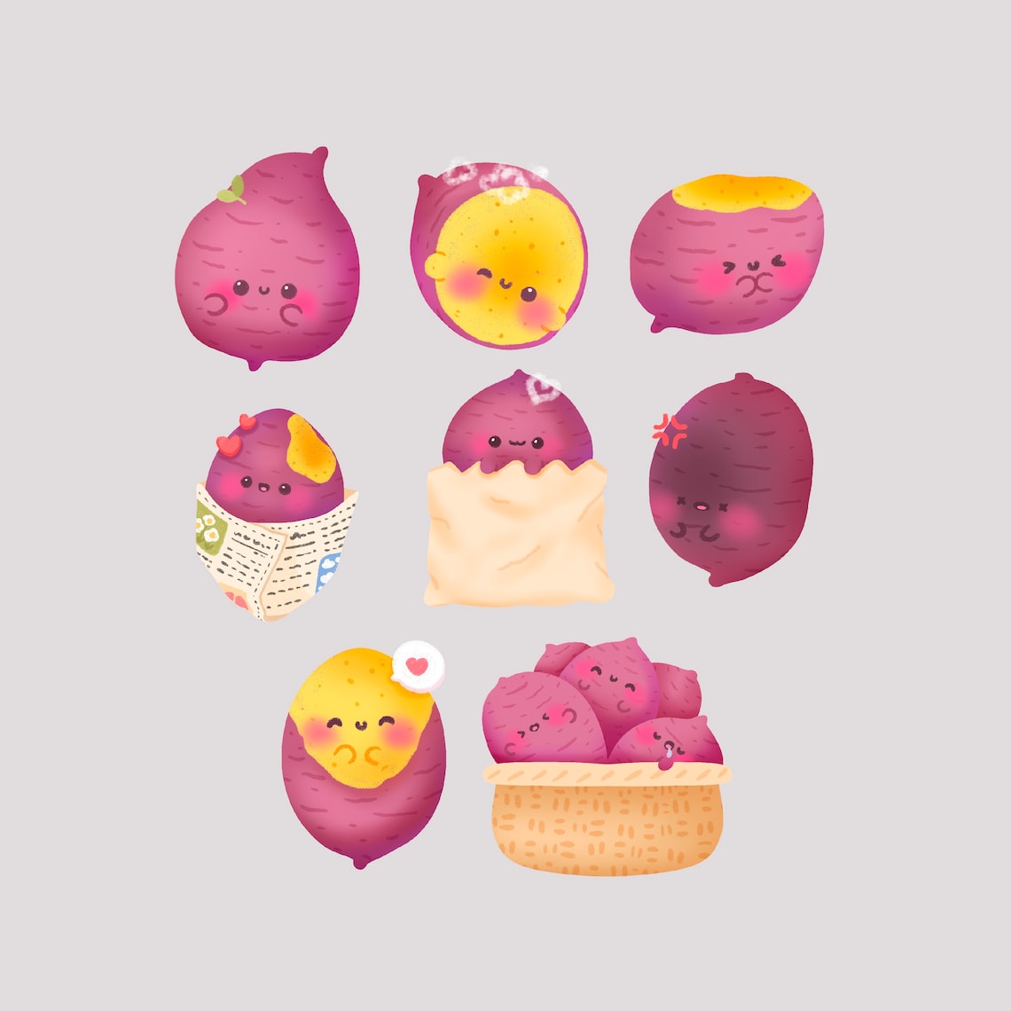 Cute Kawaii Printable Sweet Potatoes Clipart / Commercial Use/ PNG - Etsy