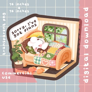 Fofo kawaii para imprimir planos introvertidos clipart / uso comercial / PNG