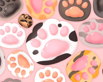 Cute kawaii Printable cat paw toebeans  clipart / commercial use/ PNG