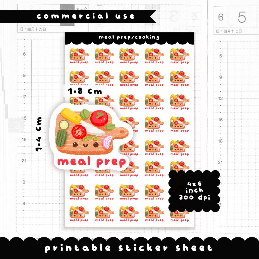 Cute Kawaii Meal Prep Icons | Planner Sticker Sheet | Commercial Use - Etsy