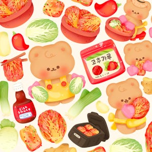 Cute kawaii Printable Korean kimchi clipart / commercial use/ PNG