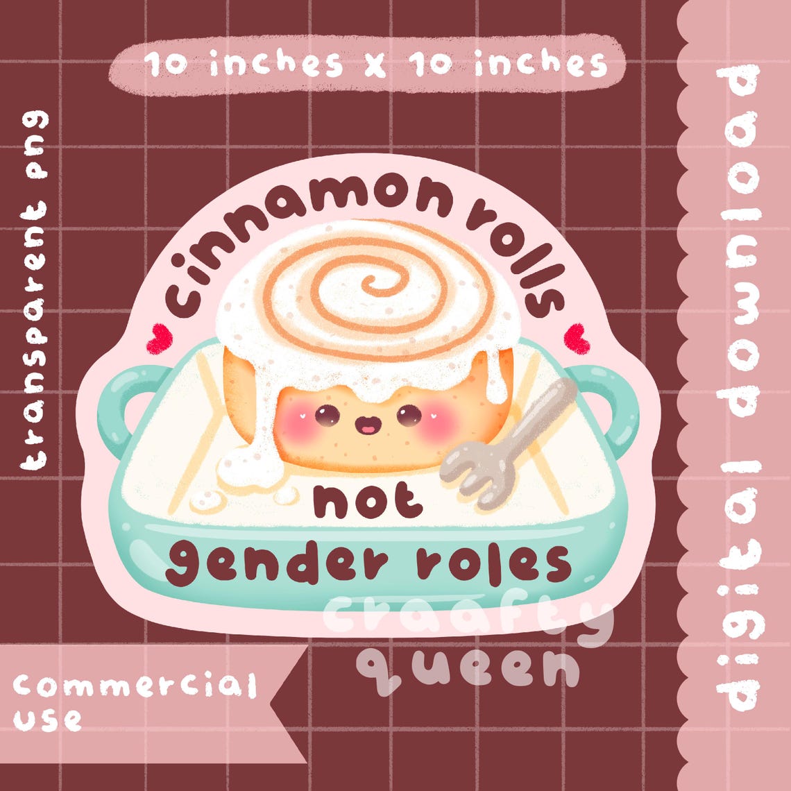 Cute Kawaii Printable Cinnamon Rolls Not Gender Roles Sticker Clipart ...