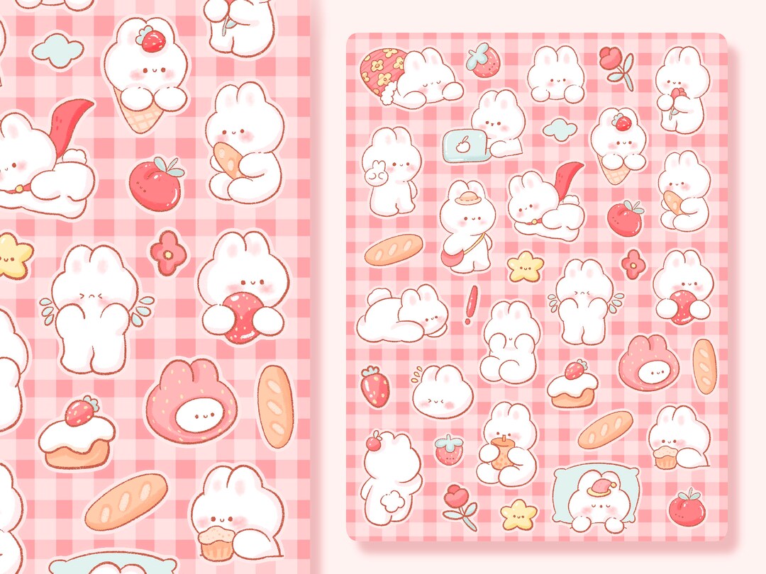 Cute Printable Sticker Sheet Bunny Clipart / Commercial Use/ PNG - Etsy