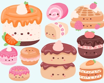 Cute Kawaii Printable dessert food clipart / commercial use/ PNG