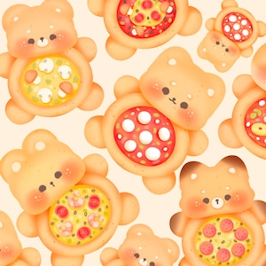 Süße kawaii druckbare Pizzatiere Clipart / kommerzielle Nutzung / PNG