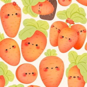 Cute kawaii  Printable carrots clipart / commercial use/ PNG