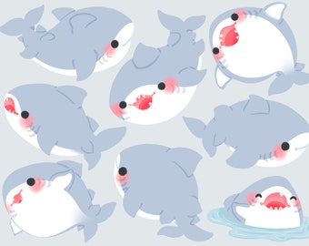 Cute Kawaii Printable Whale Sharks Clipart / Commercial Use/ PNG - Etsy