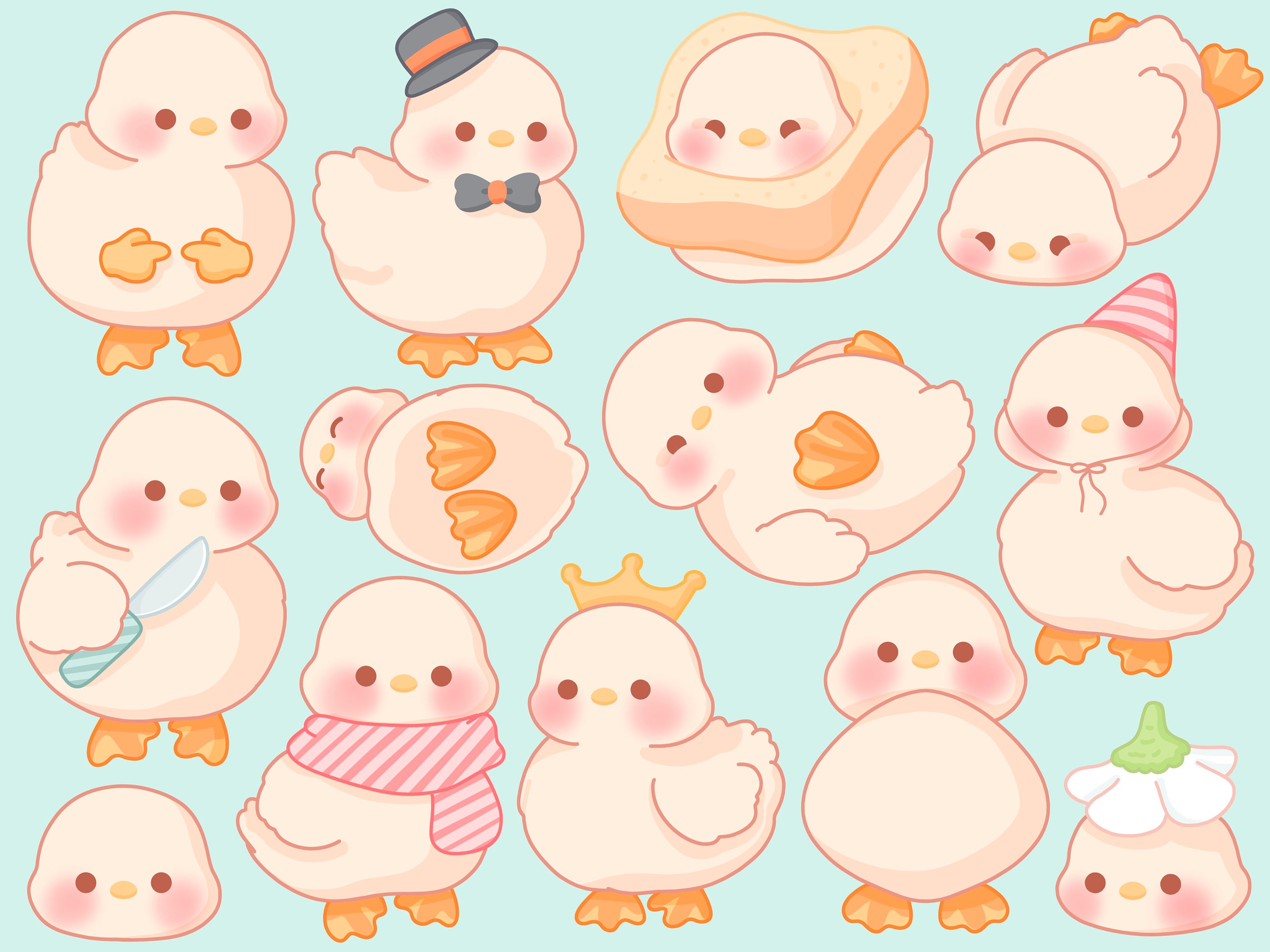 Cute Kawaii Printable Ducks Goose Clipart / Commercial Use/ Etsy
