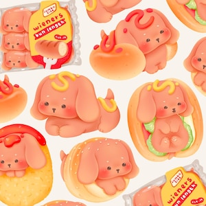 Süße kawaii Printable Dashund Hotdog Dackel Hund Clipart / Kommerzielle Nutzung / PNG