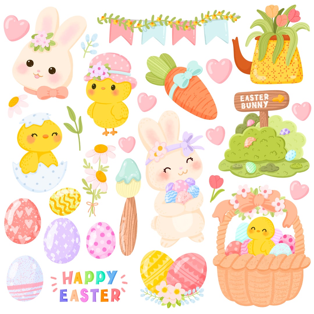 Cute Kawaii Printable Easter Clipart / Commercial Use/ PNG - Etsy