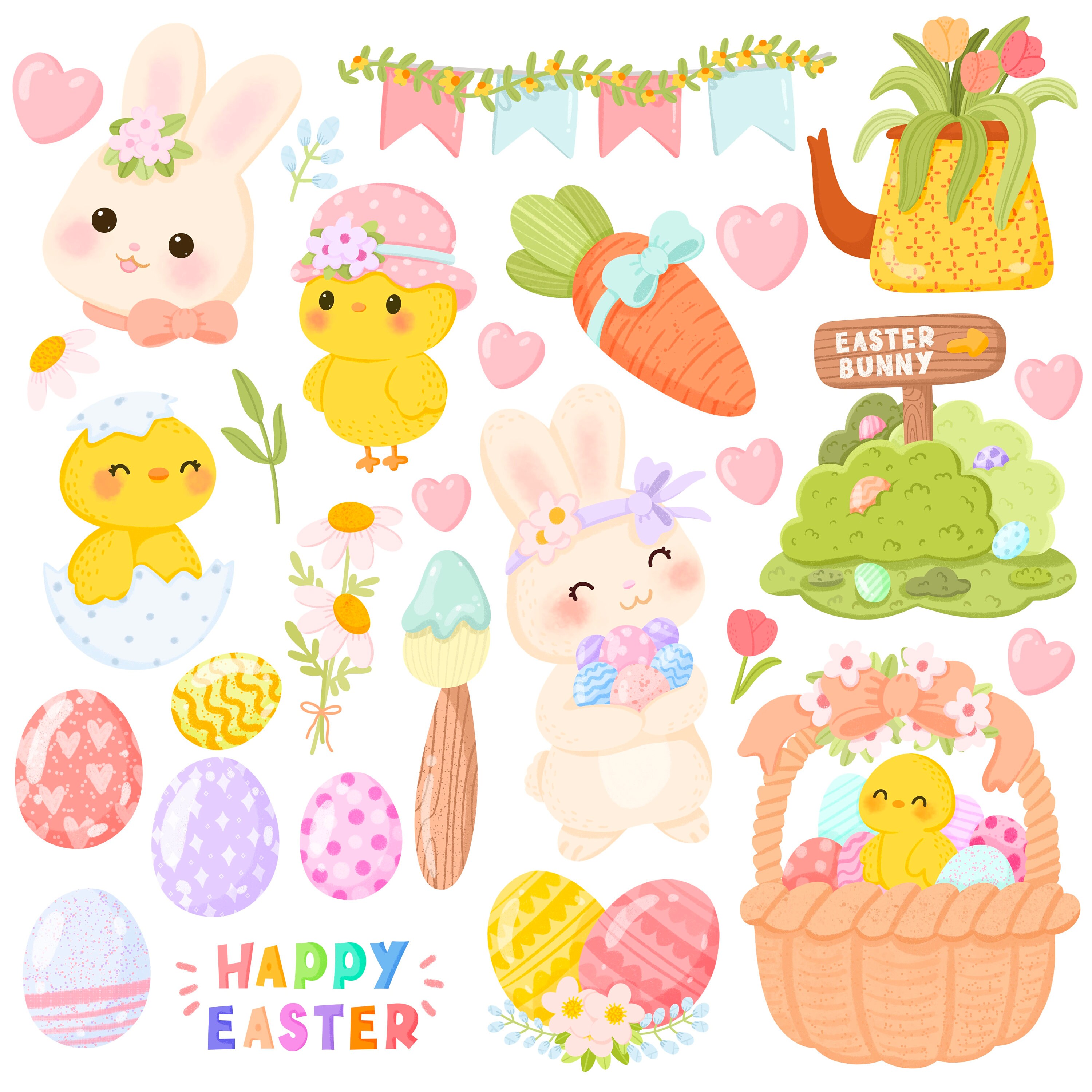 Cute Kawaii Printable Easter Clipart / Commercial Use/ PNG | Etsy