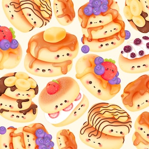 Cute kawaii Printable pancake clipart / commercial use/ PNG