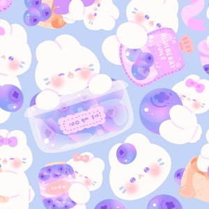 Süße kawaii druckbare Chibi Blaubeerhase Clipart / kommerzielle Nutzung / PNG
