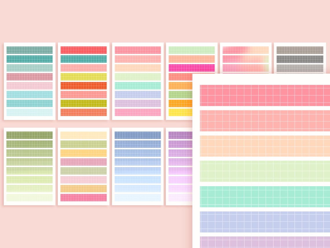 Sticker Design Grid Cute Kawaii Printable Deco Grid Washi Sticker Sheet / - Etsy