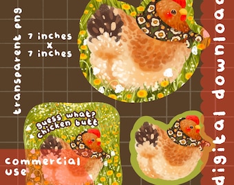 Söt kawaii utskrivbar kyckling clipart / kommersiellt bruk / PNG