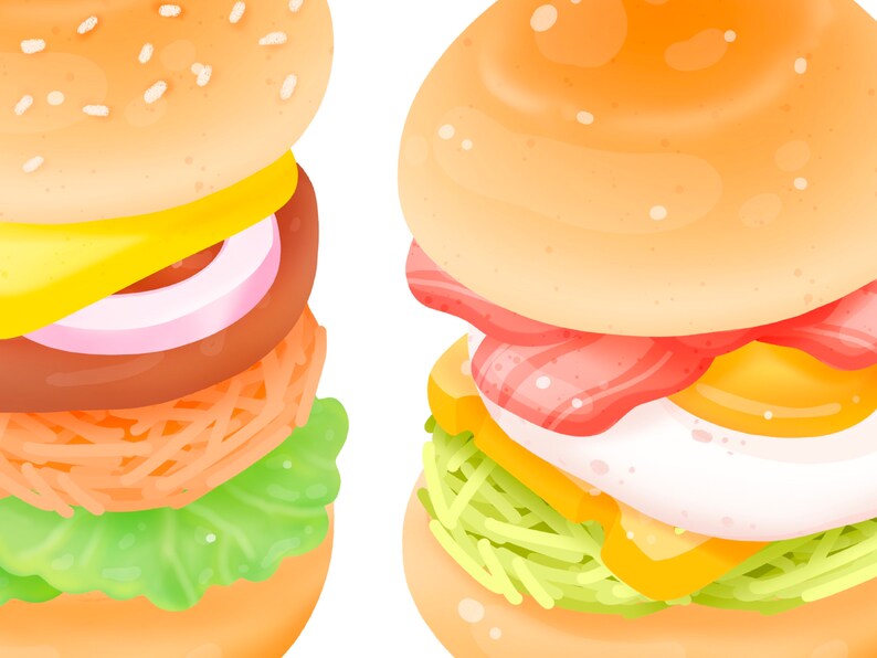 Cute Kawaii Printable Burgers Junkfood Party Invites Cookout - Etsy
