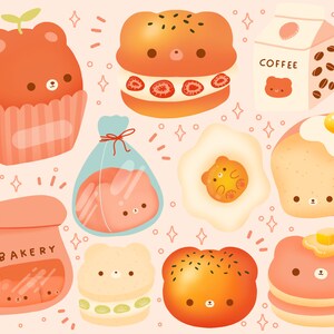 Süße kawaii druckbare Dessert Bär Brot Essen Clipart / kommerzielle Nutzung / PNG