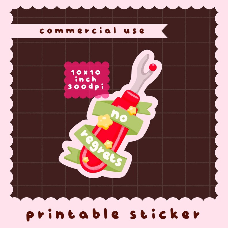 Red Ripper Designs Kawaii Printable Seam Ripper No Regrets Sticker Clipart / Commercial ...