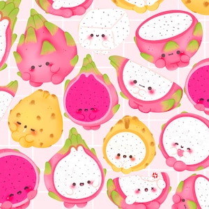 Clipart kawaii stampabile della frutta del drago, per uso commerciale, PNG