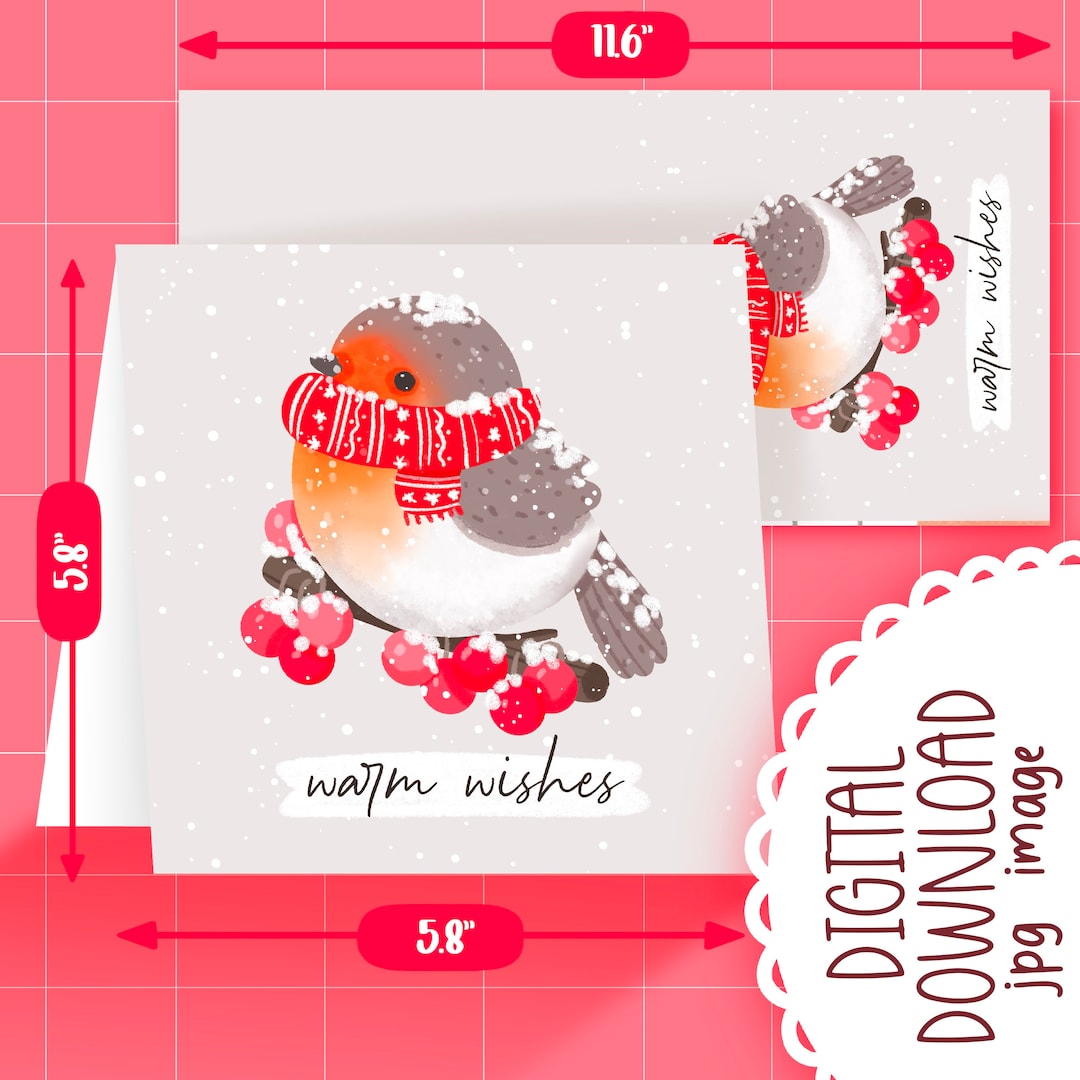 Cute Printable Robin Christmas Greeting Card / Commercial Use/ PNG - Etsy