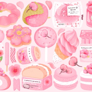 印刷可能な桜の食べ物デザートクリップアート / 商用利用 / PNG
