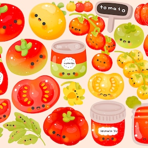 Cute kawaii Printable tomato clipart / commercial use/ PNG