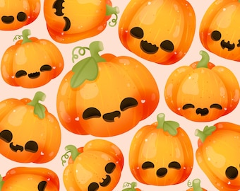 Cute Kawaii Printable Jack o lantern pumpkin Halloween clipart / commercial use/ PNG